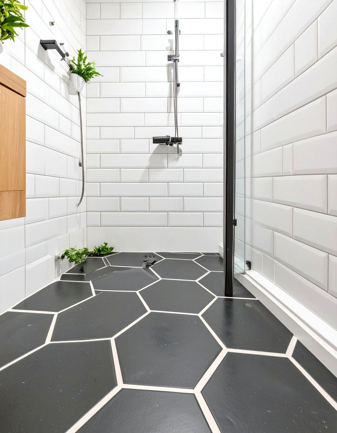 Black Hexagon Tile Shower Floor - 30 shower floor ideas
