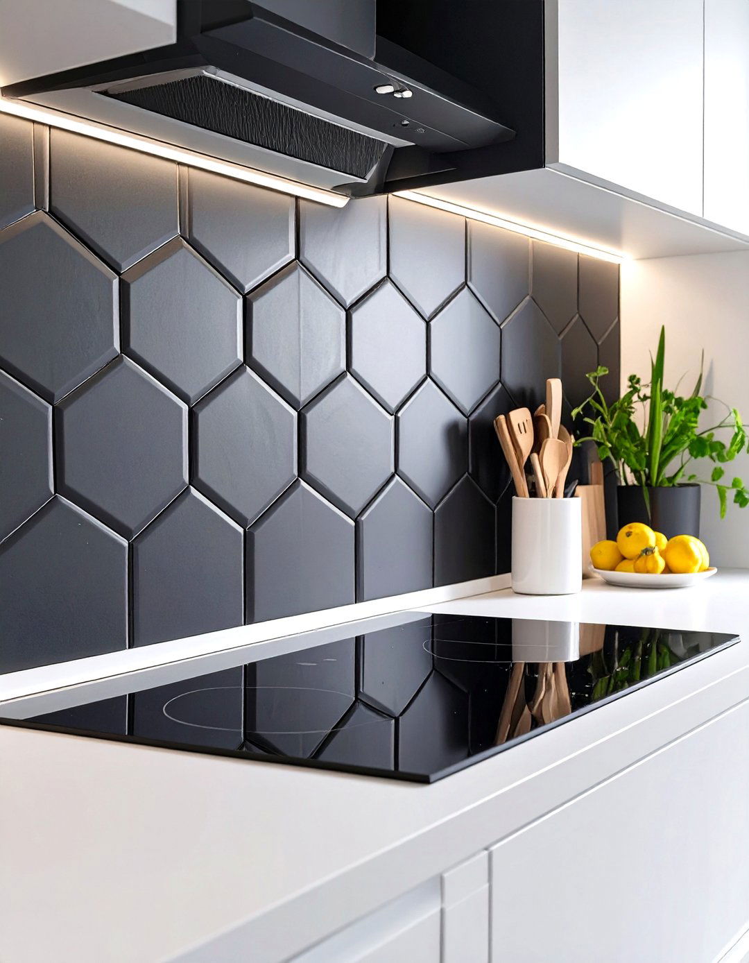Black Hexagon Tile Stove Backsplash - 30 stove backsplash ideas
