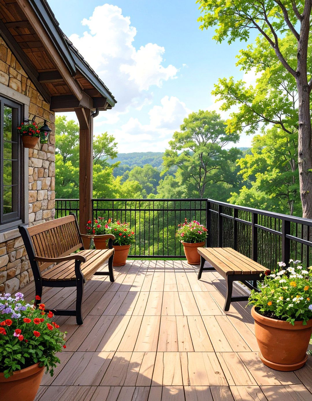 Black Hog Wire Panel Railing - 30 black deck railing ideas
