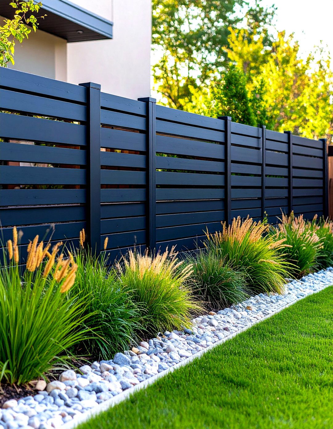 Black Horizontal Slat Privacy Fence - 30 privacy fence ideas for backyard