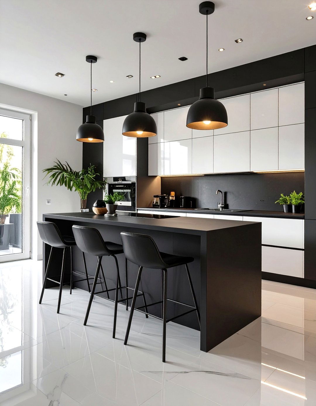 Black Kitchen Island as a Focal Point - 30 black and white interior design ideas