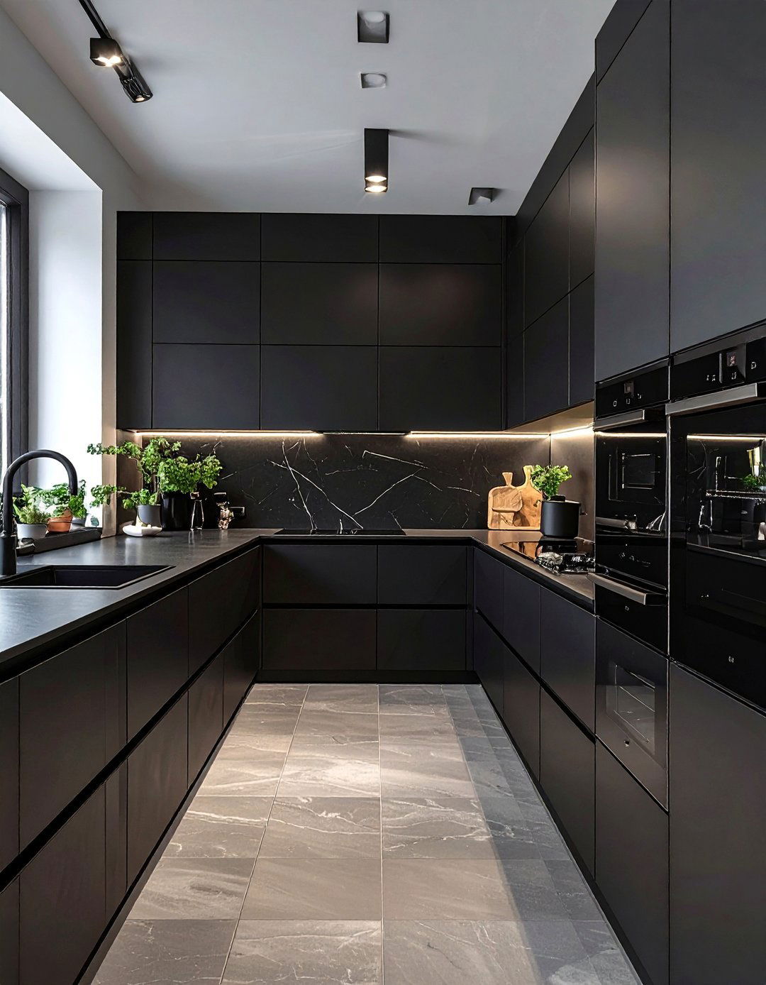Black Kitchen with Integrated Appliances - 30 black kitchen ideas