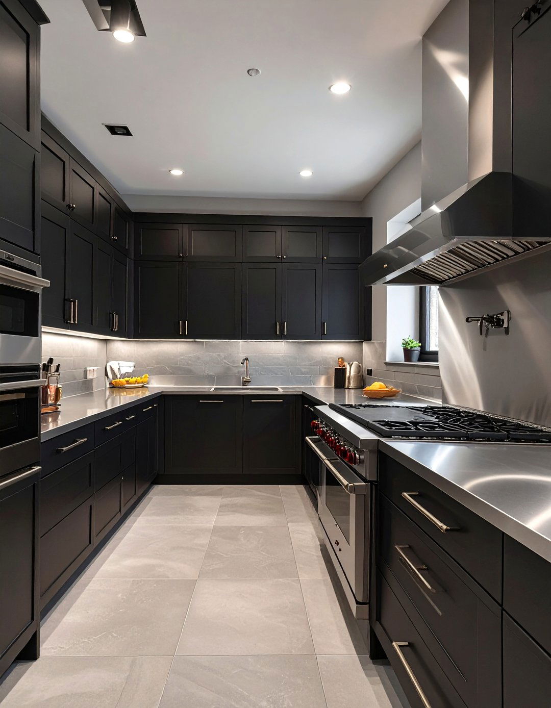 Black Kitchen with Stainless Steel Accents - 30 black kitchen ideas