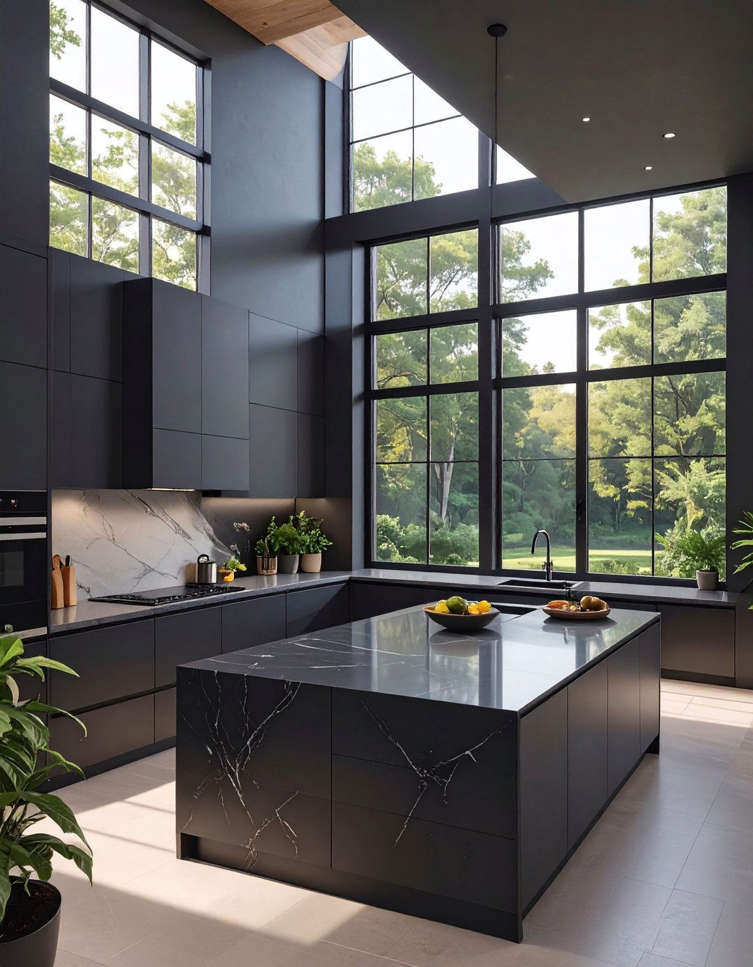 Black Kitchen with a Large Window - 30 black kitchen ideas