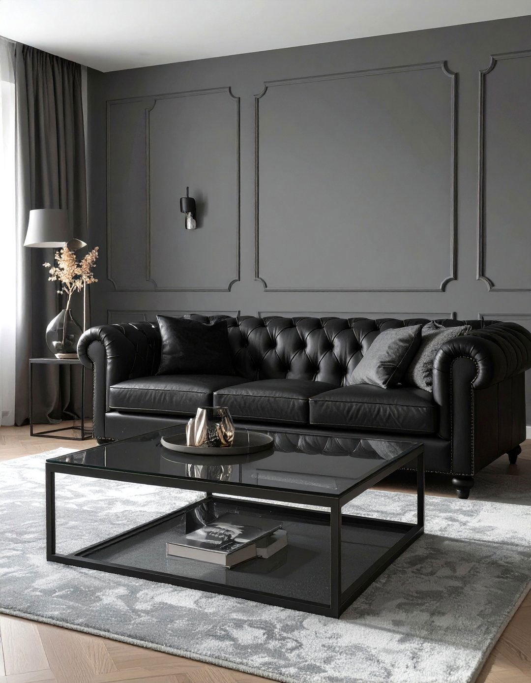 Black Leather Sofa Living Room - 30 black and grey living room ideas