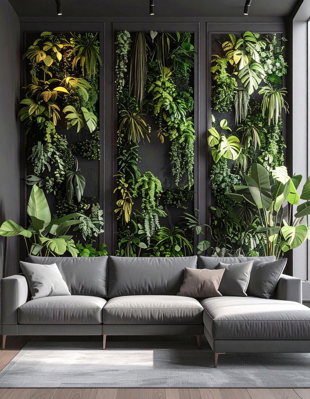 Black Living Room with a Green Wall - 30 black living room ideas