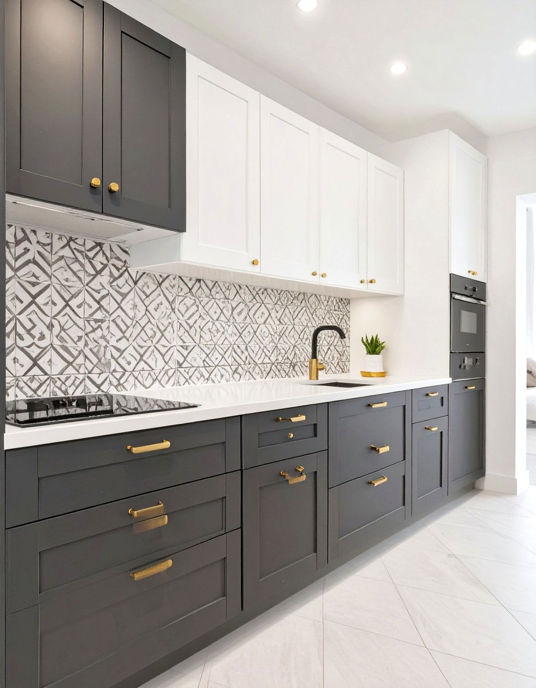 Black Lowers Paired with White Upper Cabinets - 30 two tone painted kitchen cabinet ideas