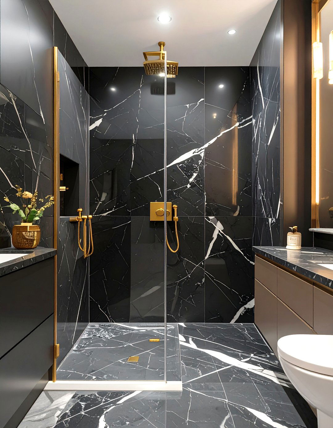 Black Marble Shower Surround - 30 shower surround ideas