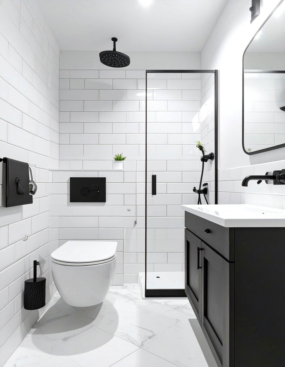 Black Matte Hardware and Fixtures - 30 teen bathroom ideas