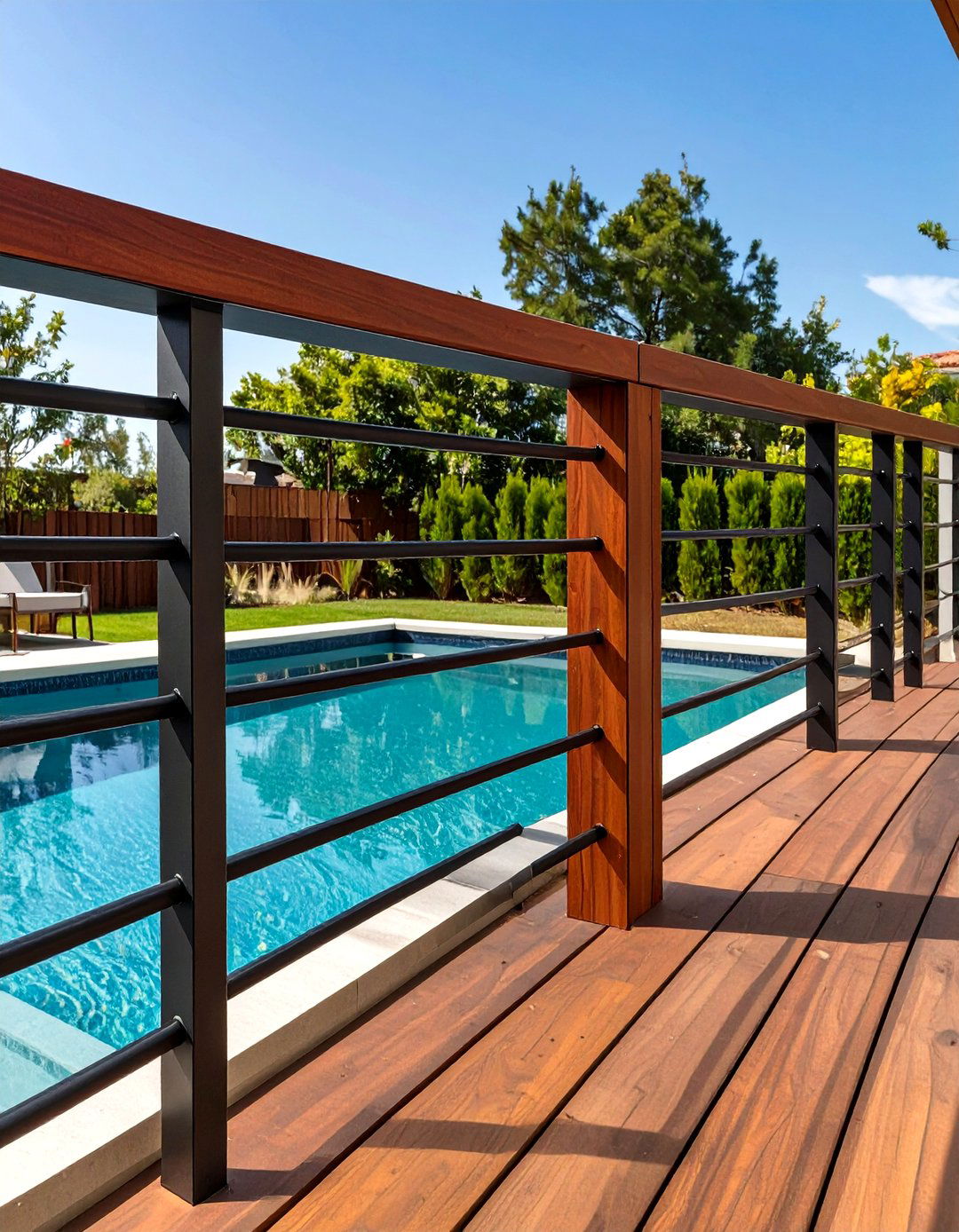 Black Metal Baluster Wood Deck Railing - 30 wood deck deck railing ideas