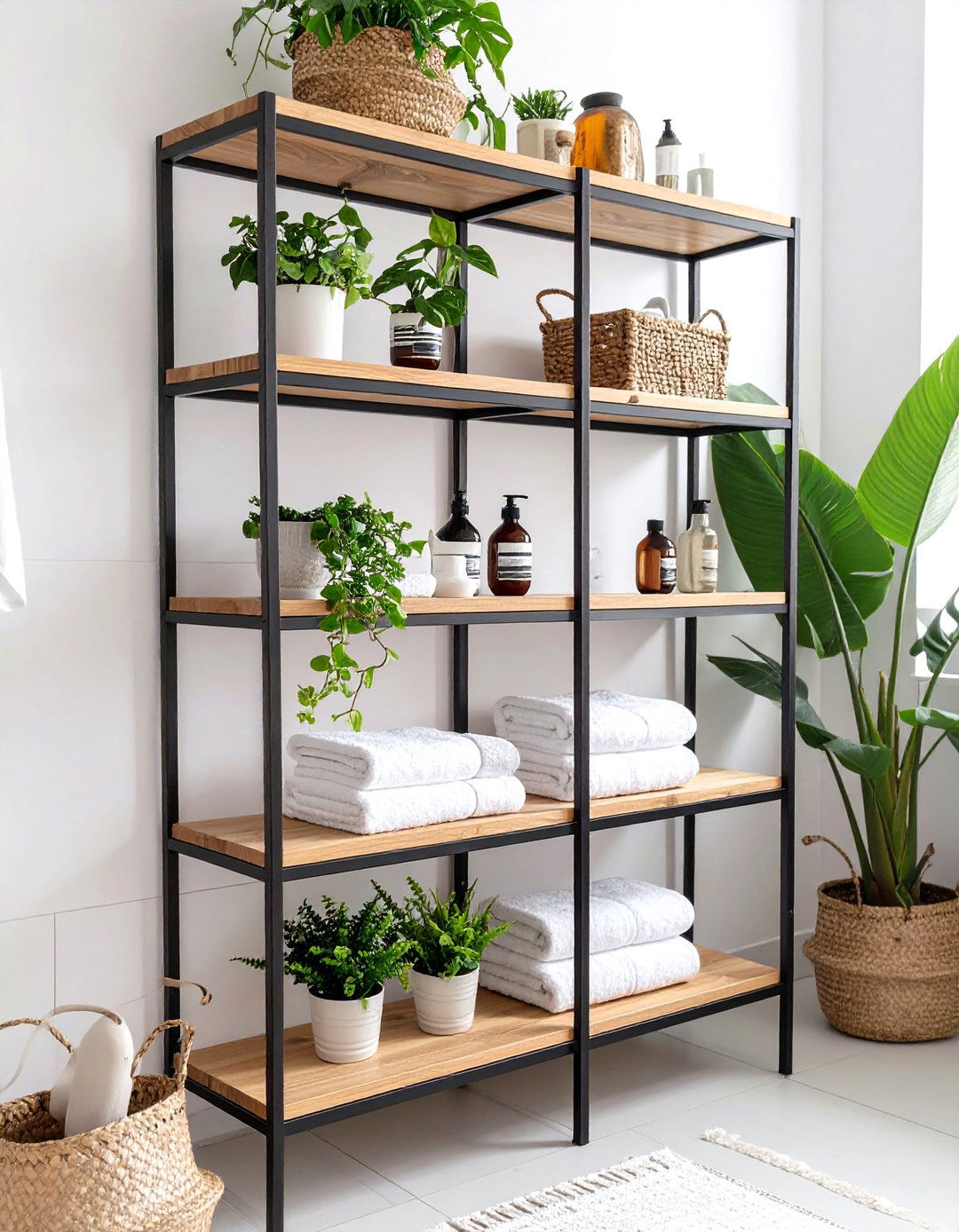 Black Metal Frame Bathroom Shelving - 30 bathroom shelving ideas