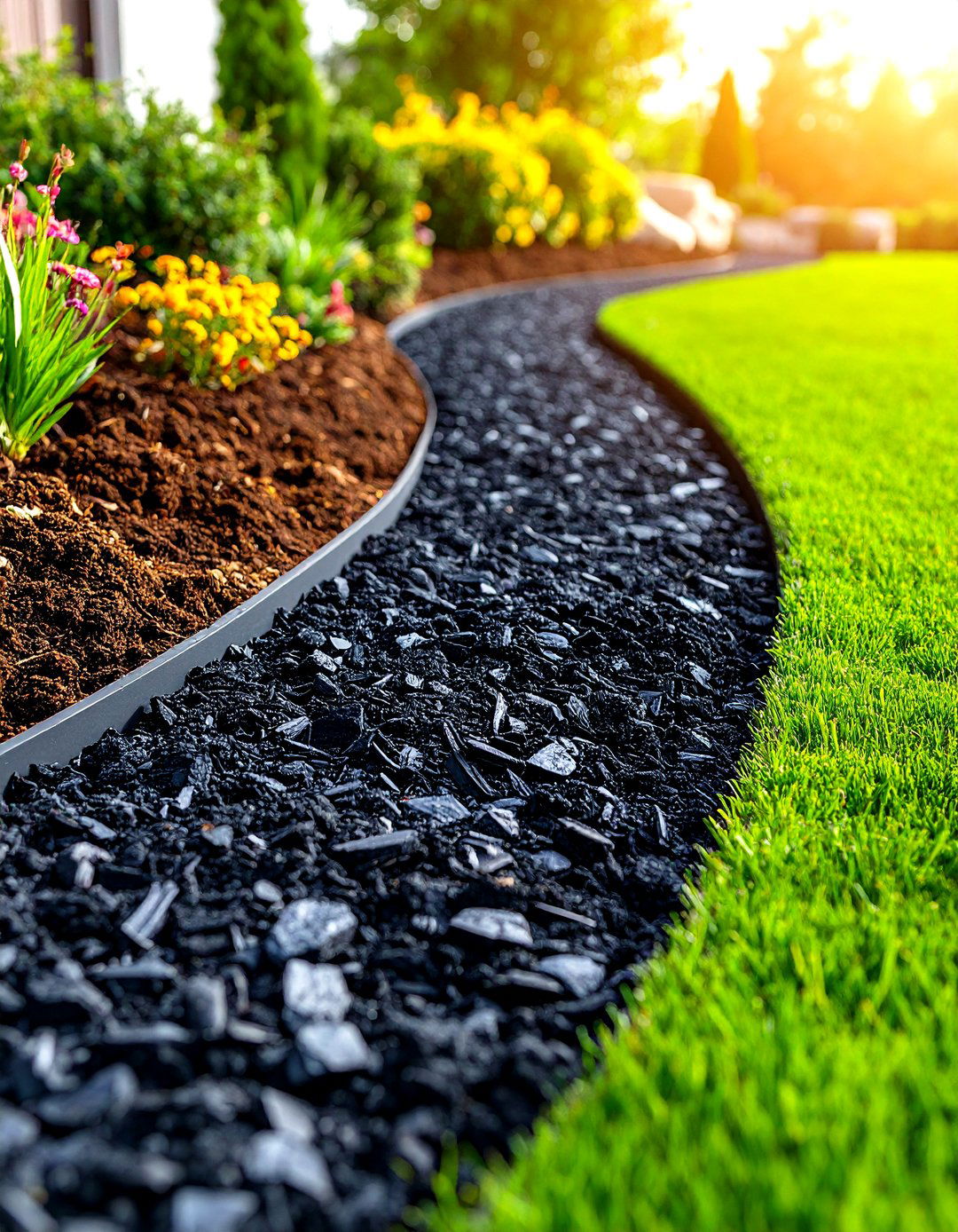 Black Mulch Border Lawn Edging - 30 lawn edging ideas