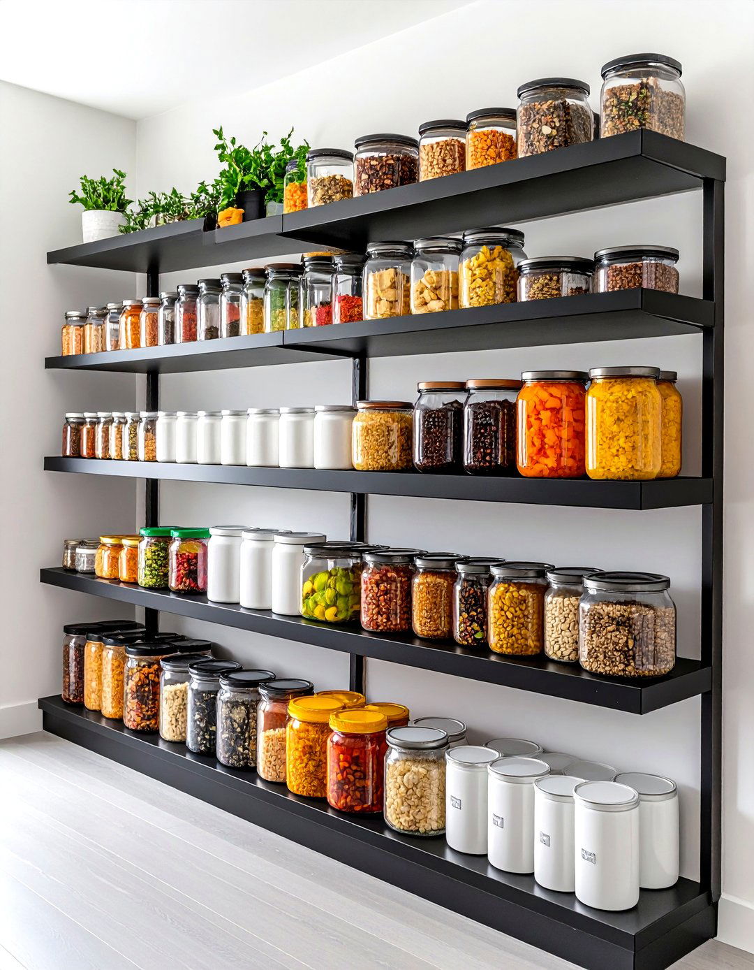 Black Pantry Shelves for a Dramatic Look - 30 pantry shelf ideas