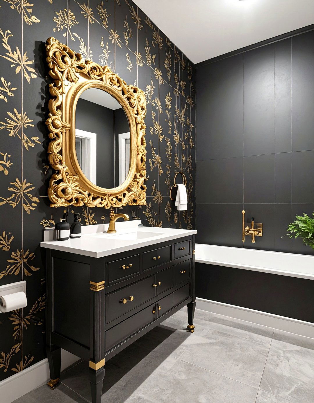 Black Powder Room Bathroom - 30 black and gold bathroom ideas