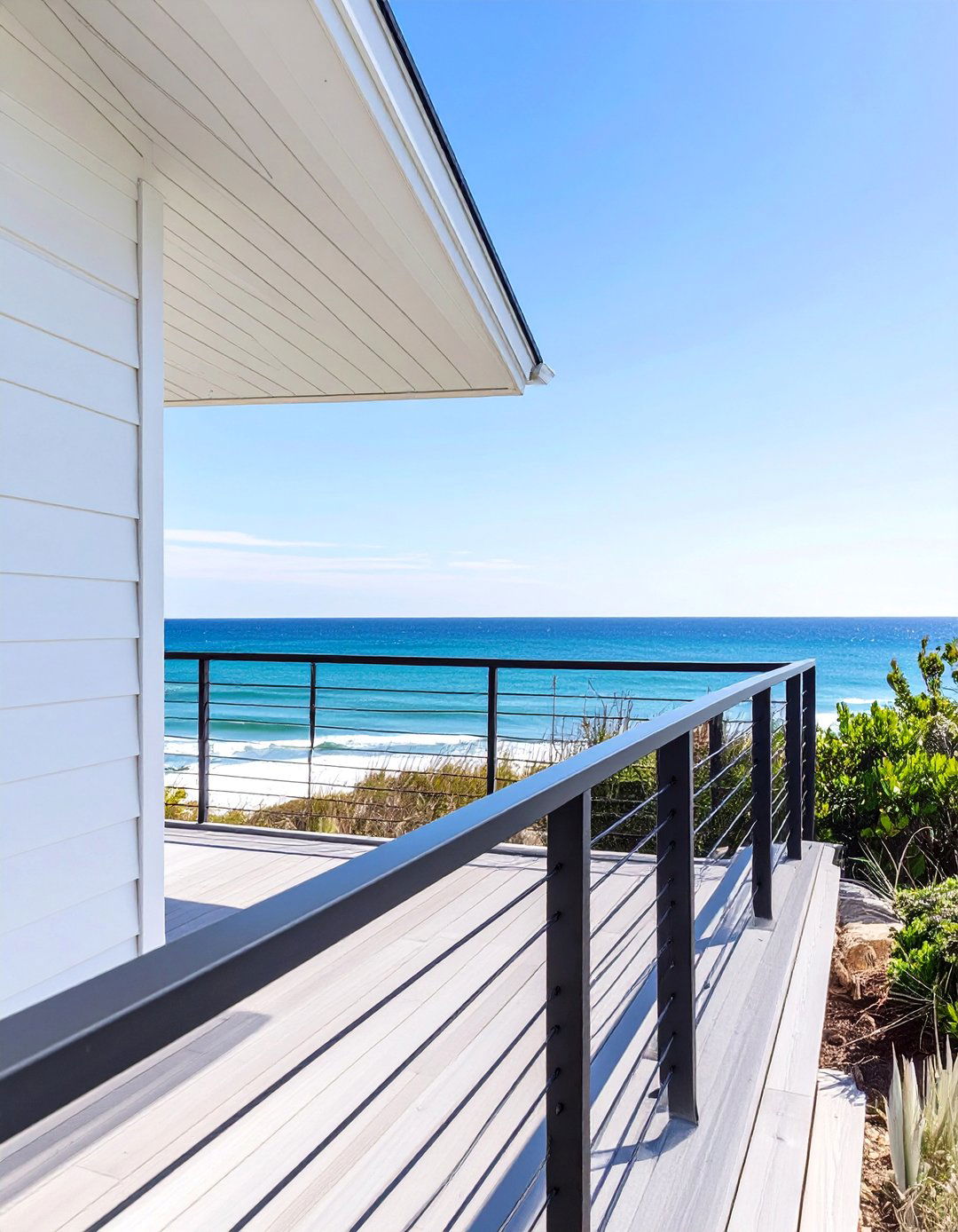 Black Railing for a Coastal Home - 30 black deck railing ideas