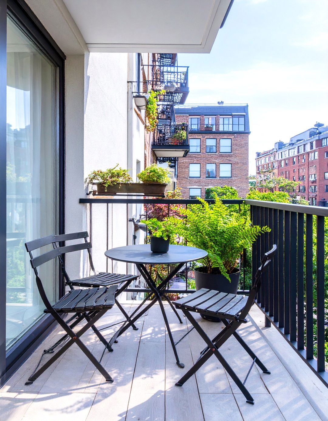 Black Railing on a Small Balcony - 30 black deck railing ideas