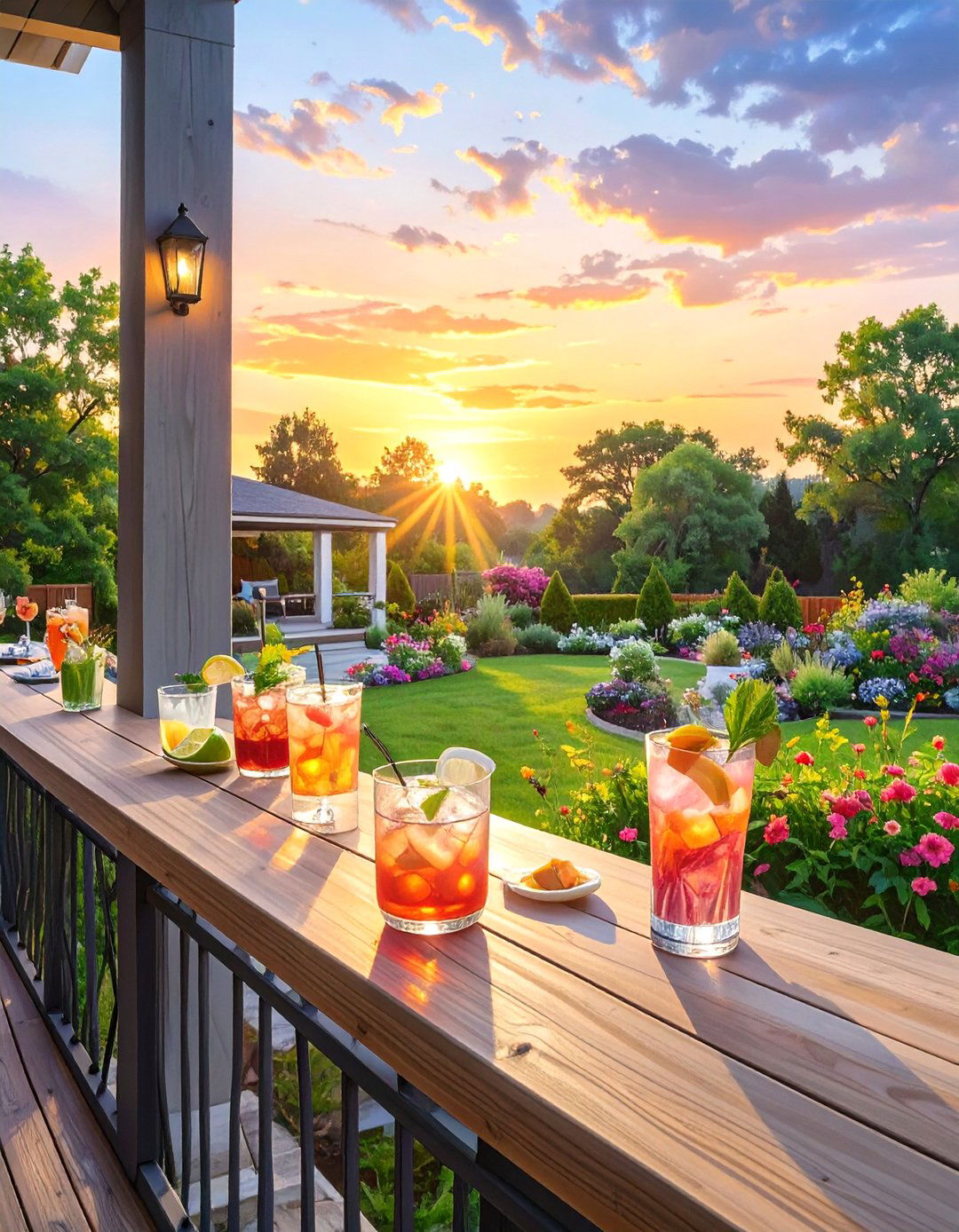 Black Railing with Drink Rail - 30 black deck railing ideas