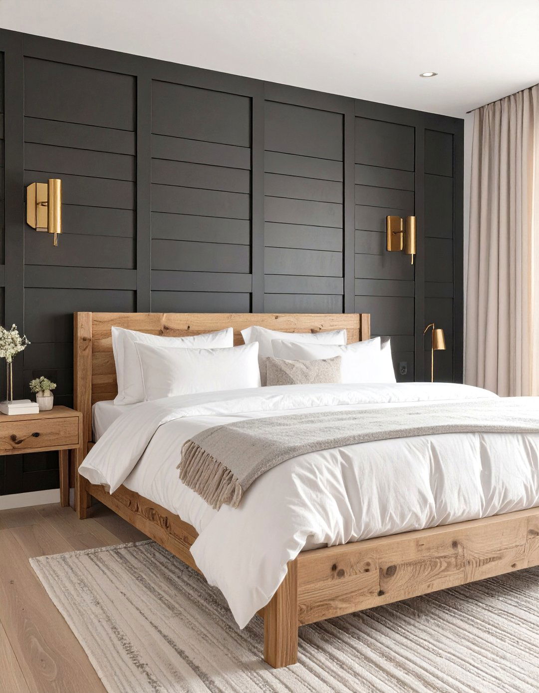 Black Shiplap Wall Bedroom - 30 black and gold bedroom ideas
