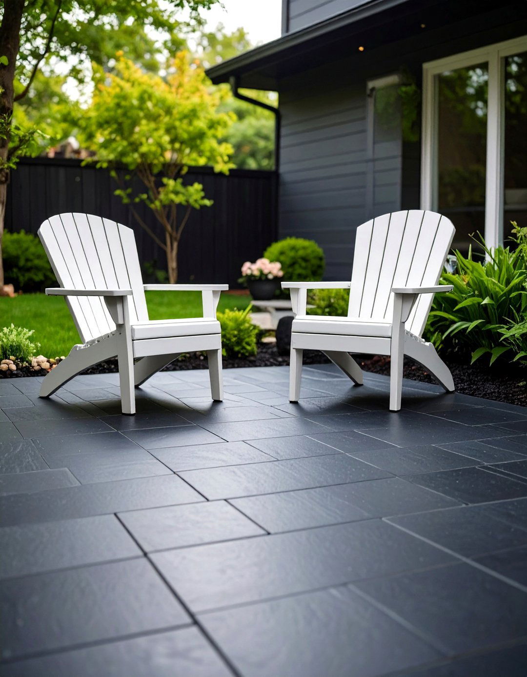 Black Slate Modern Patio - 30 backyard floor ideas