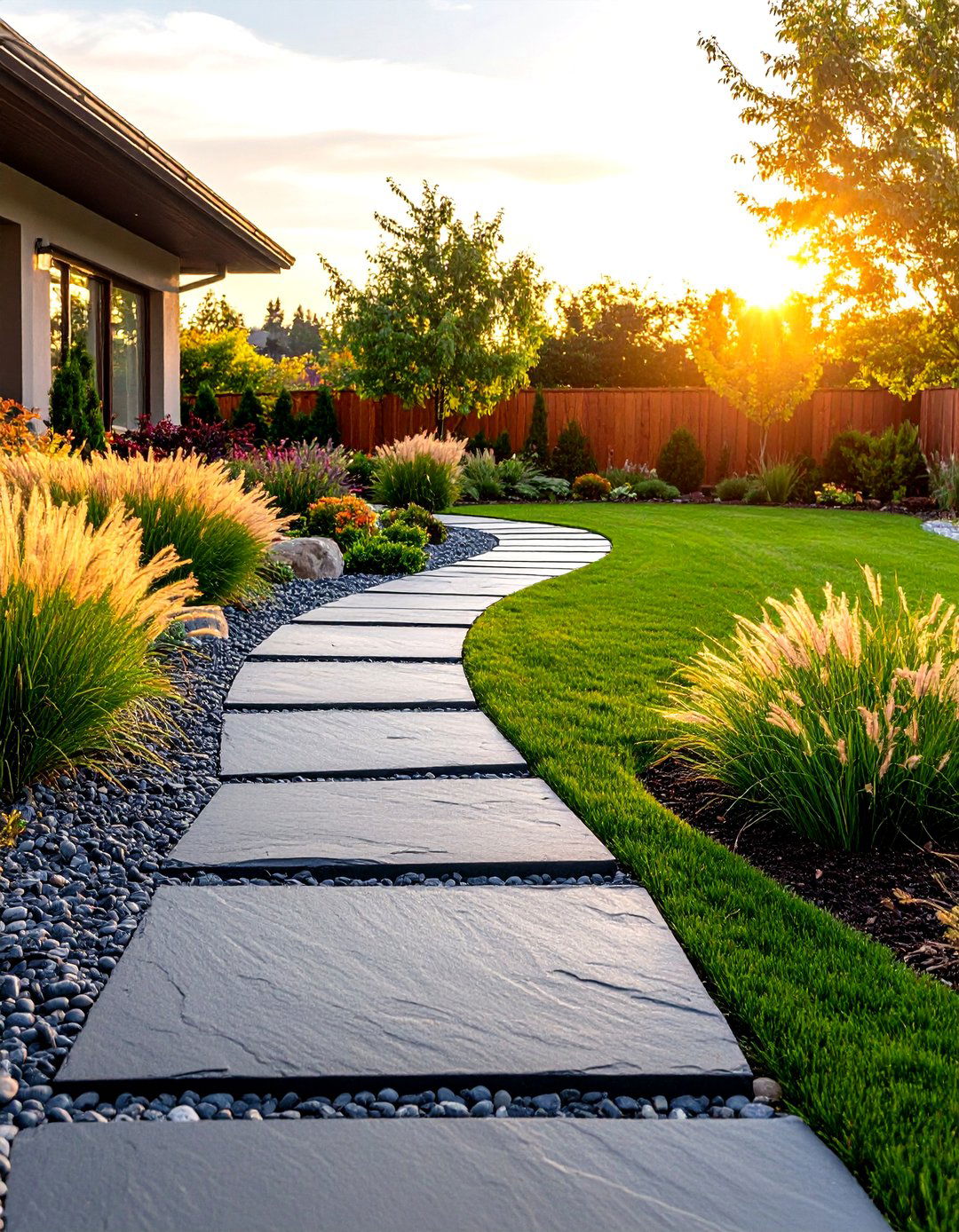 Black Slate Paver Walkway - 30 front yard walkway ideas