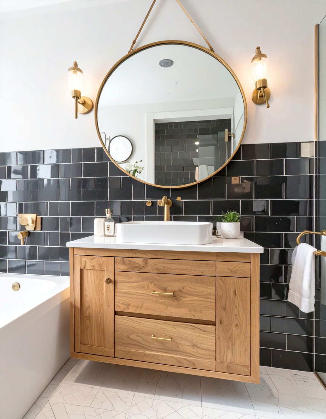 Black Subway Tile Bathroom Backsplash - 30 bathroom sink backsplash ideas