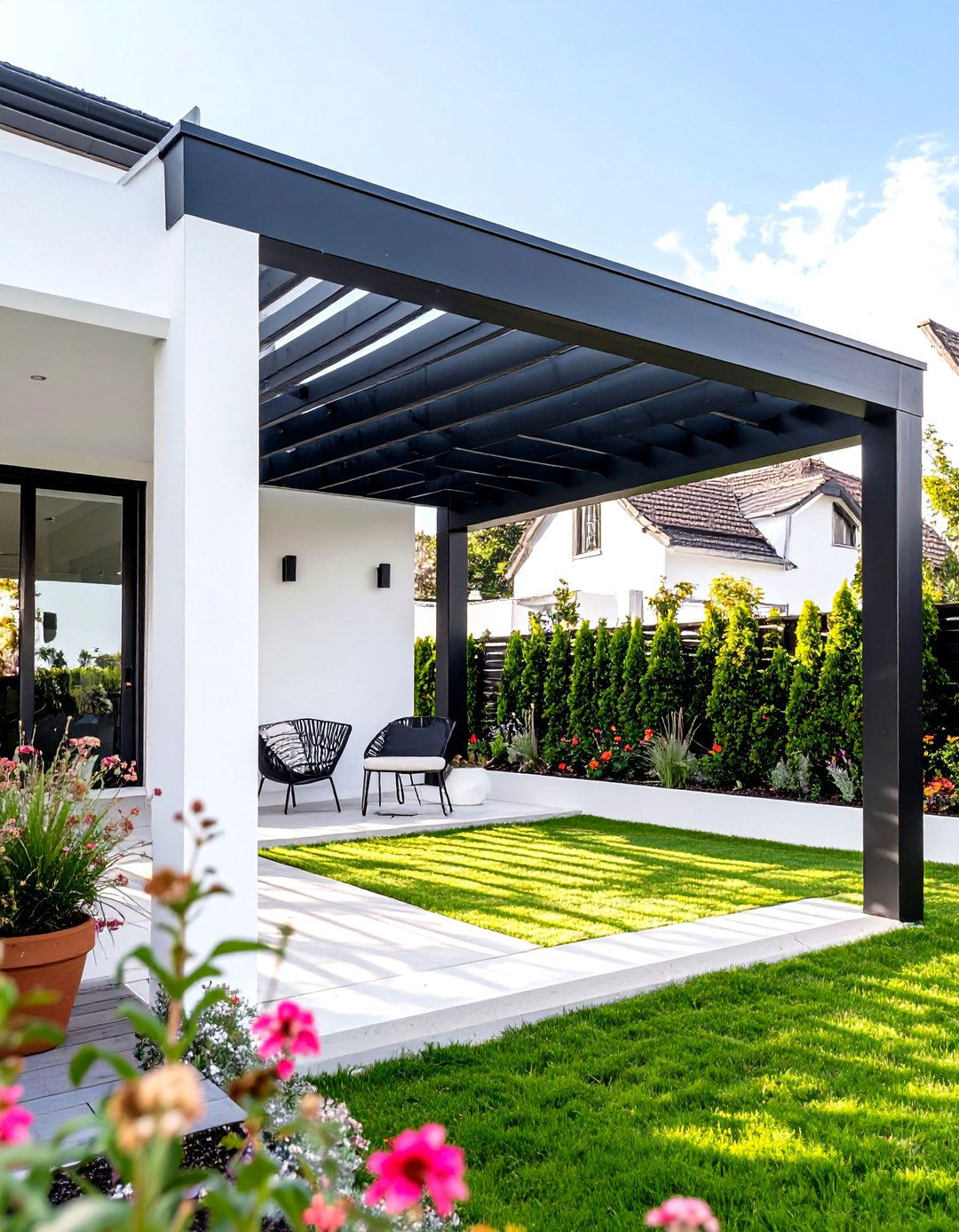 Black Under Deck Lattice for a Modern Look - 30 under deck lattice ideas