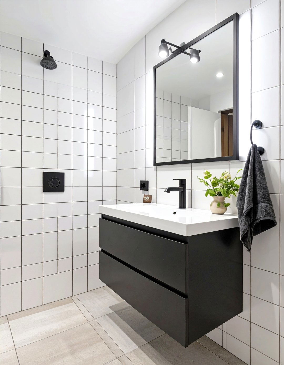 Black Vanity Statement Bathroom - 30 black and white small bathroom ideas