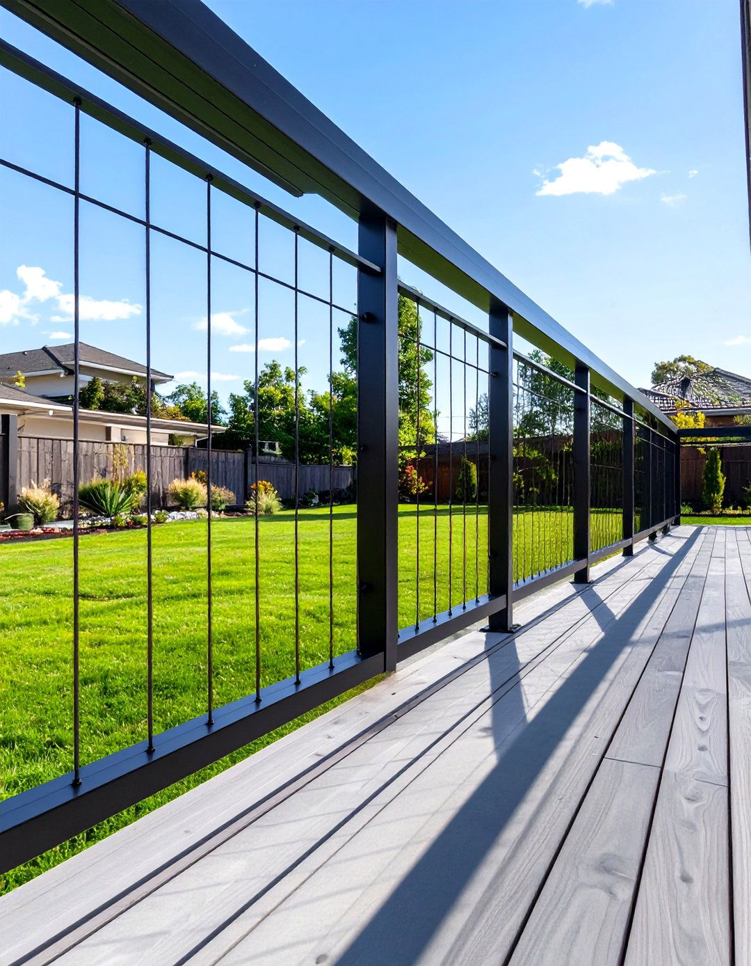 Black Vertical Cable Railing - 30 black deck railing ideas