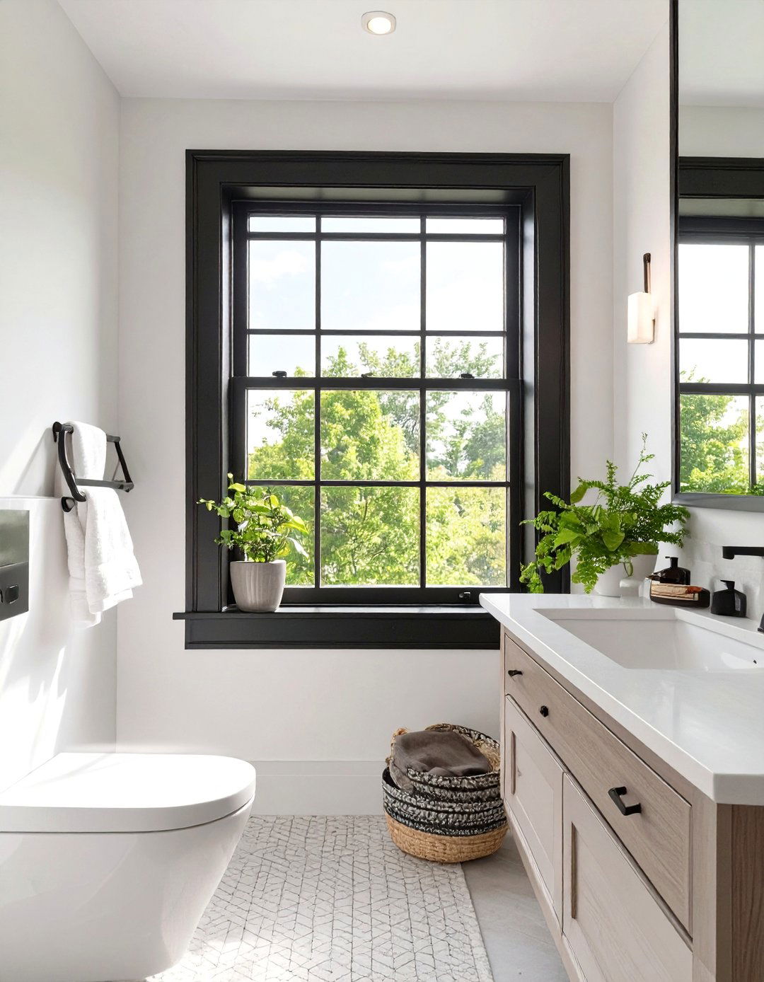 Black Window Frame Bathroom - 30 black and white small bathroom ideas