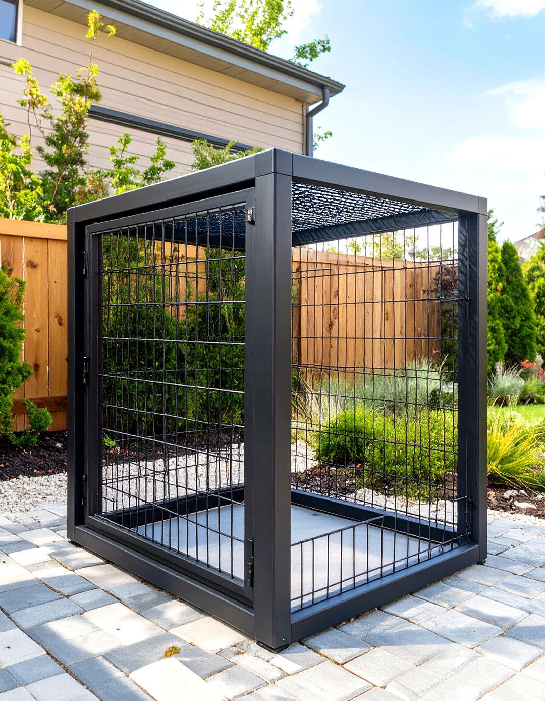 Black Wire Welded Outdoor Dog Kennel - 30 outdoor dog kennel ideas