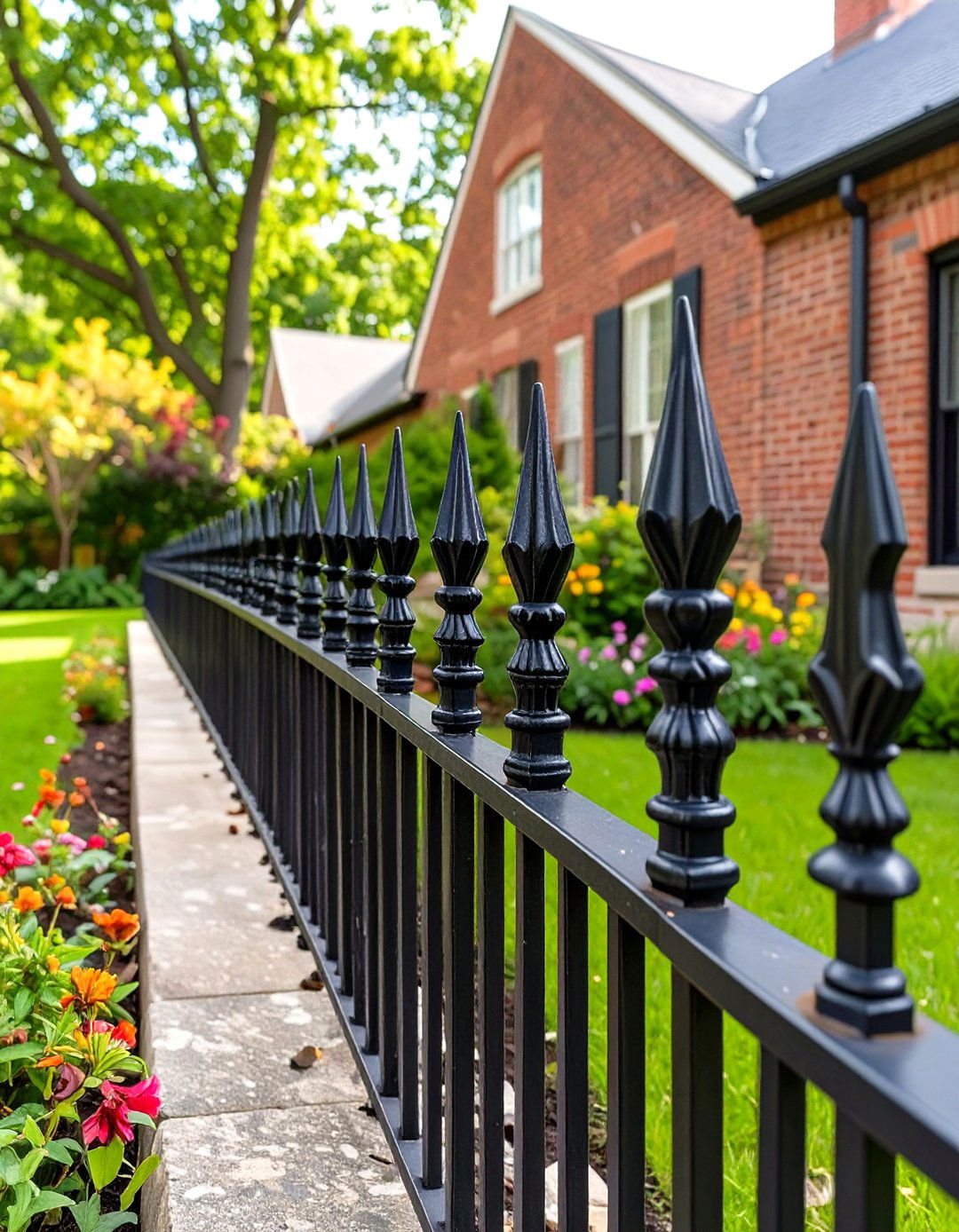 Black Wrought Iron Fence - 30 small front yard fence ideas