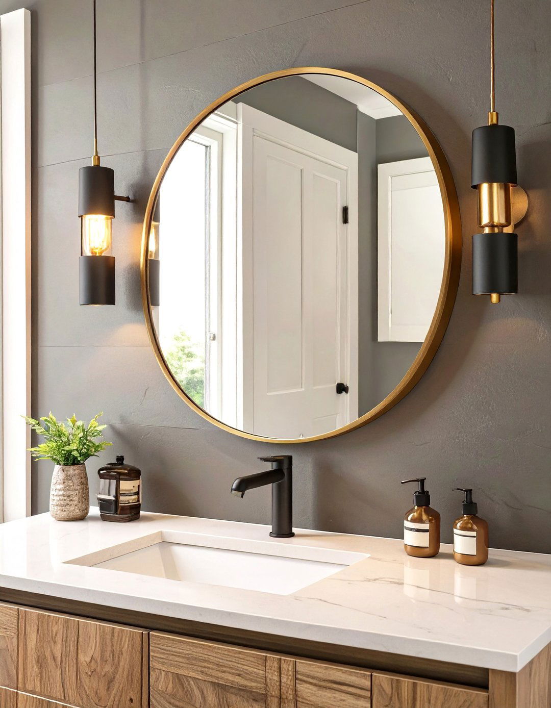 Black and Brass Bathroom Lighting - 30 bathroom lighting ideas over mirror