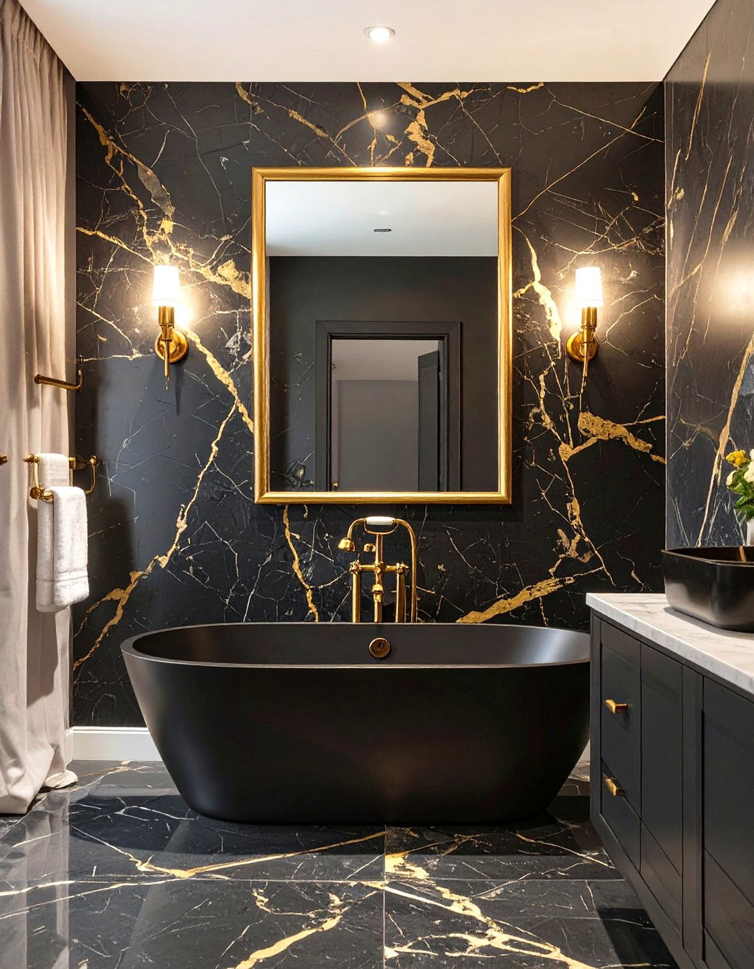 Black and Gold Bathroom Design - 30 glam interior design ideas