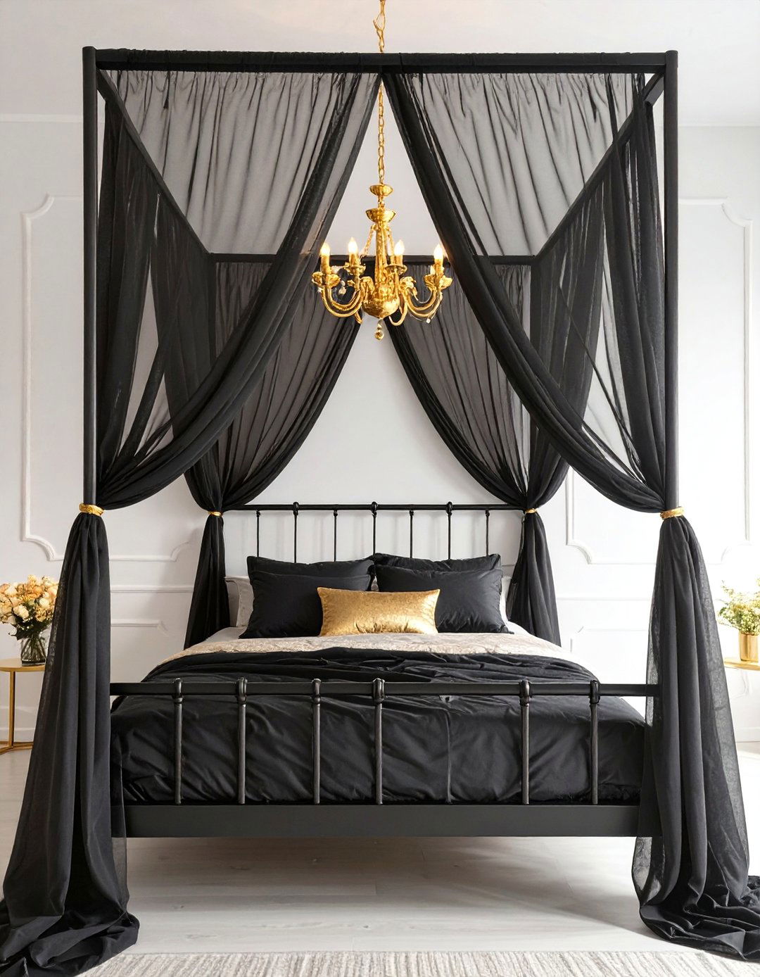 Black And Gold Canopy Bednull