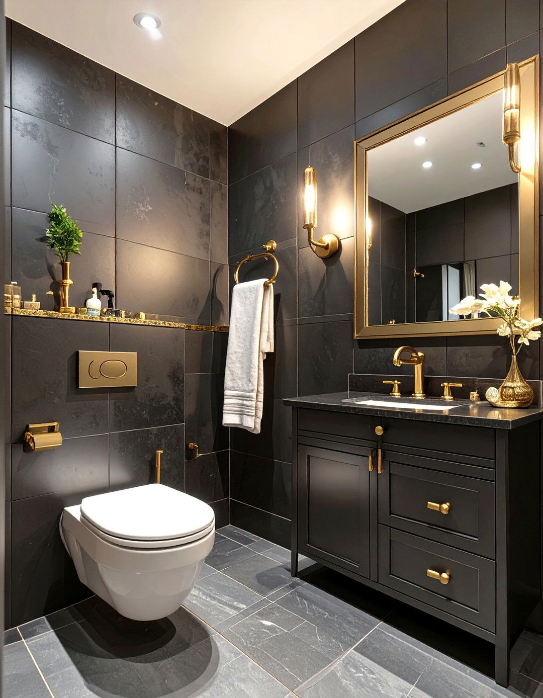 Black and Gold Luxury Indian Toilet Bathroom - 30 indian toilet bathroom design ideas