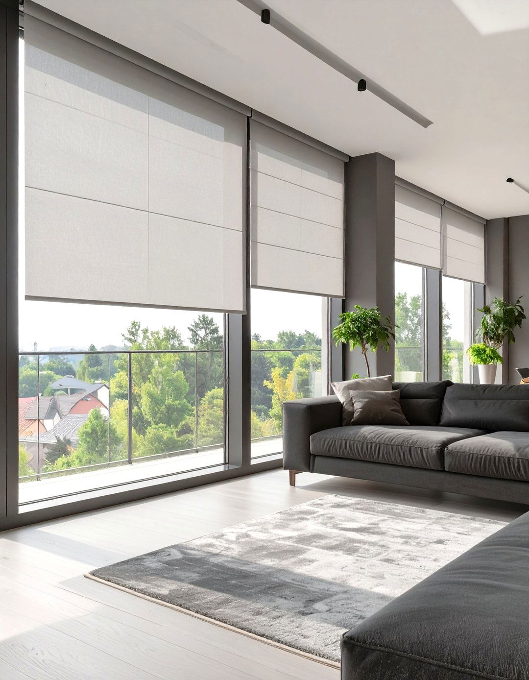 Black and Grey Living Room with Large Windows - 30 modern black and grey living room ideas