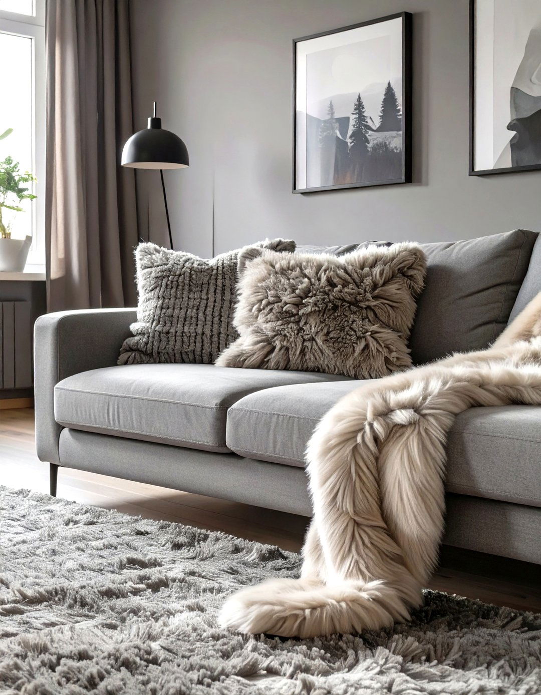 Black and Grey Living Room with Plush Textiles - 30 modern black and grey living room ideas