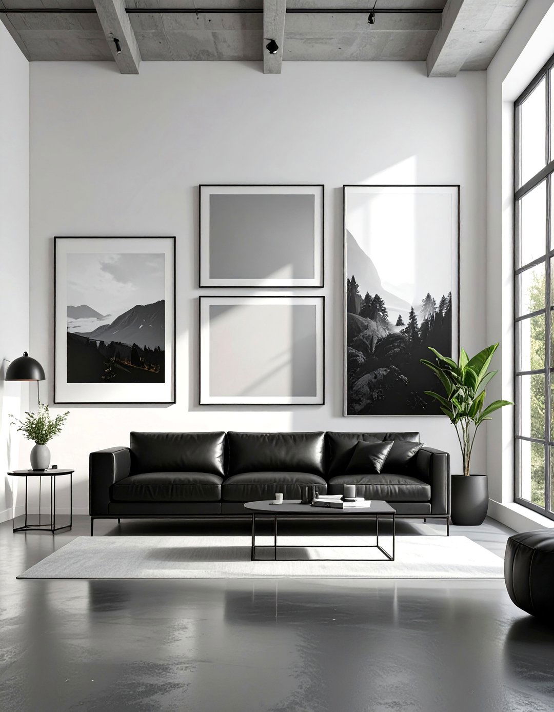 Black and White Art Gallery Living Room - 30 black living room ideas