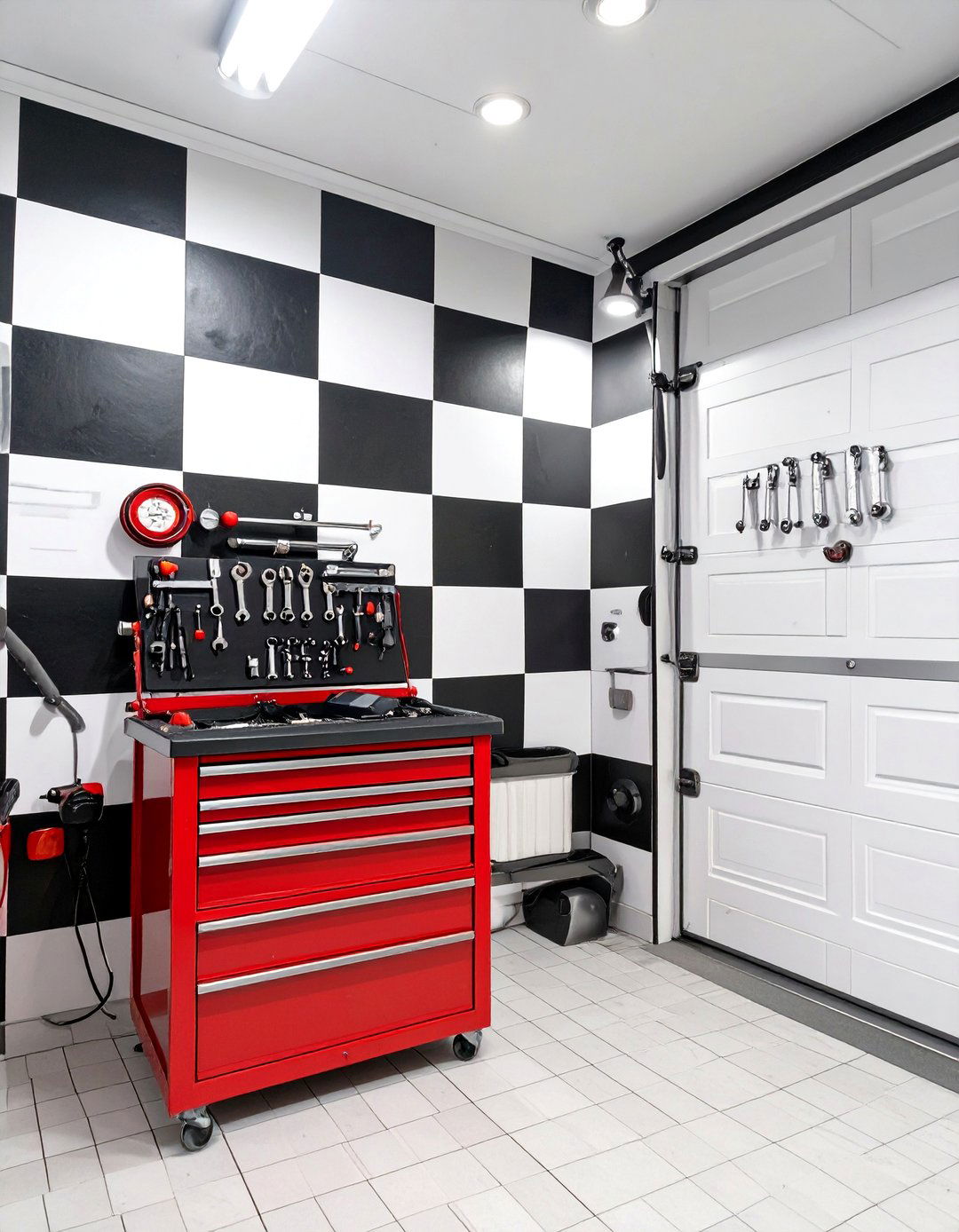 Black and White Checkerboard Theme - 30 interior garage wall ideas