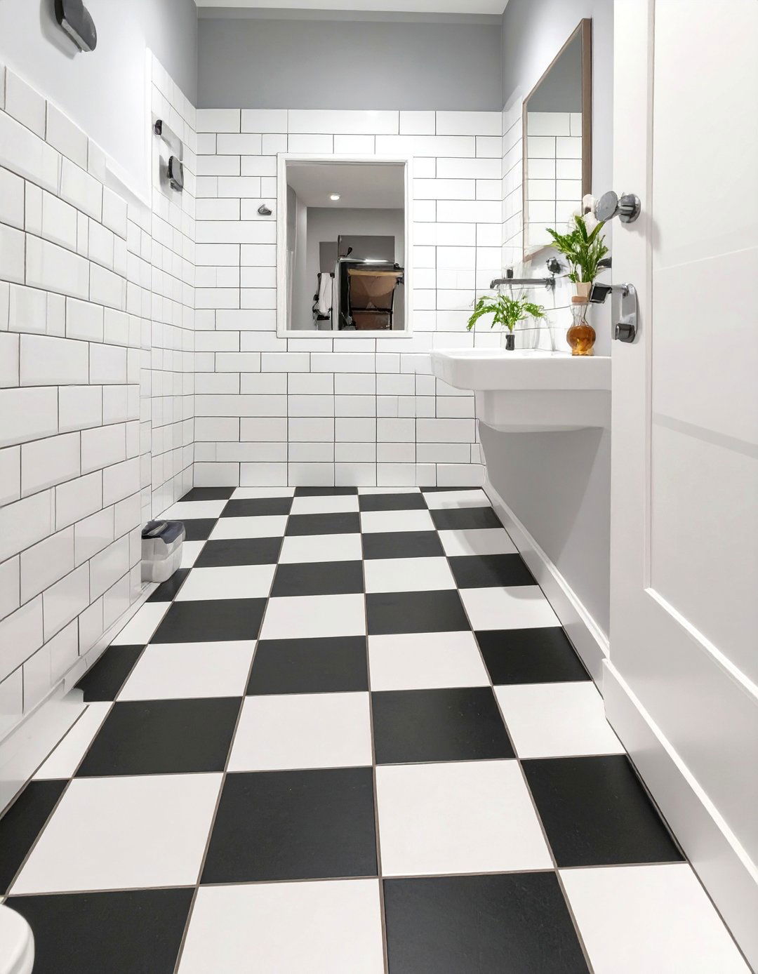 Black and White Checkerboard Tile Flooring - 30 small bathroom bathroom flooring ideas