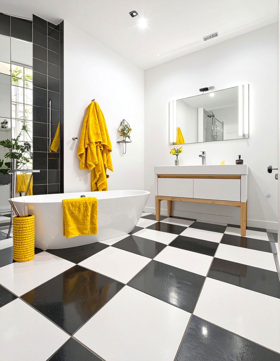 Black and White Checkered Bathroom - 30 modern bathroom tile ideas