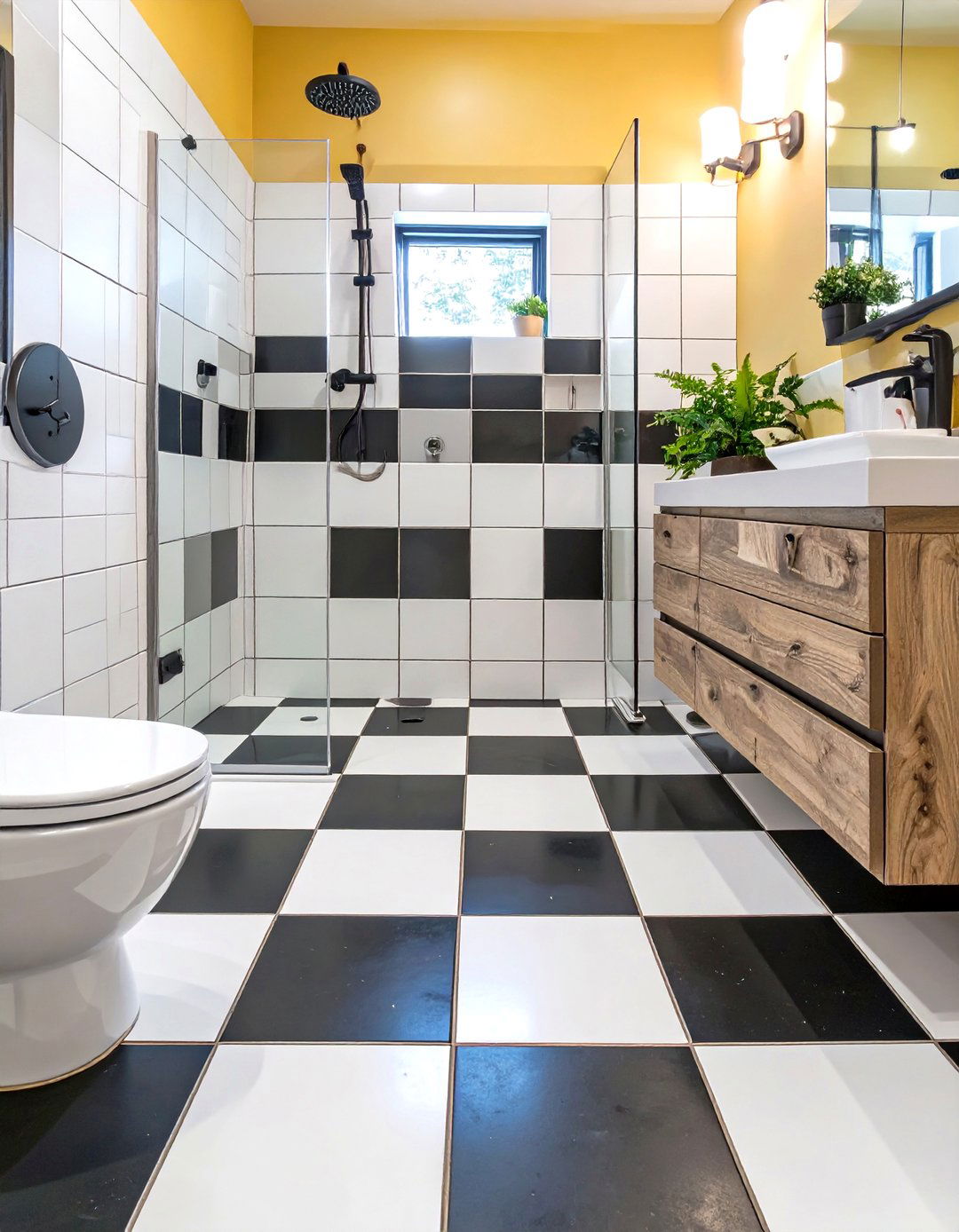 Black and White Checkered Shower Tiles - 30 shower bathroom tile ideas