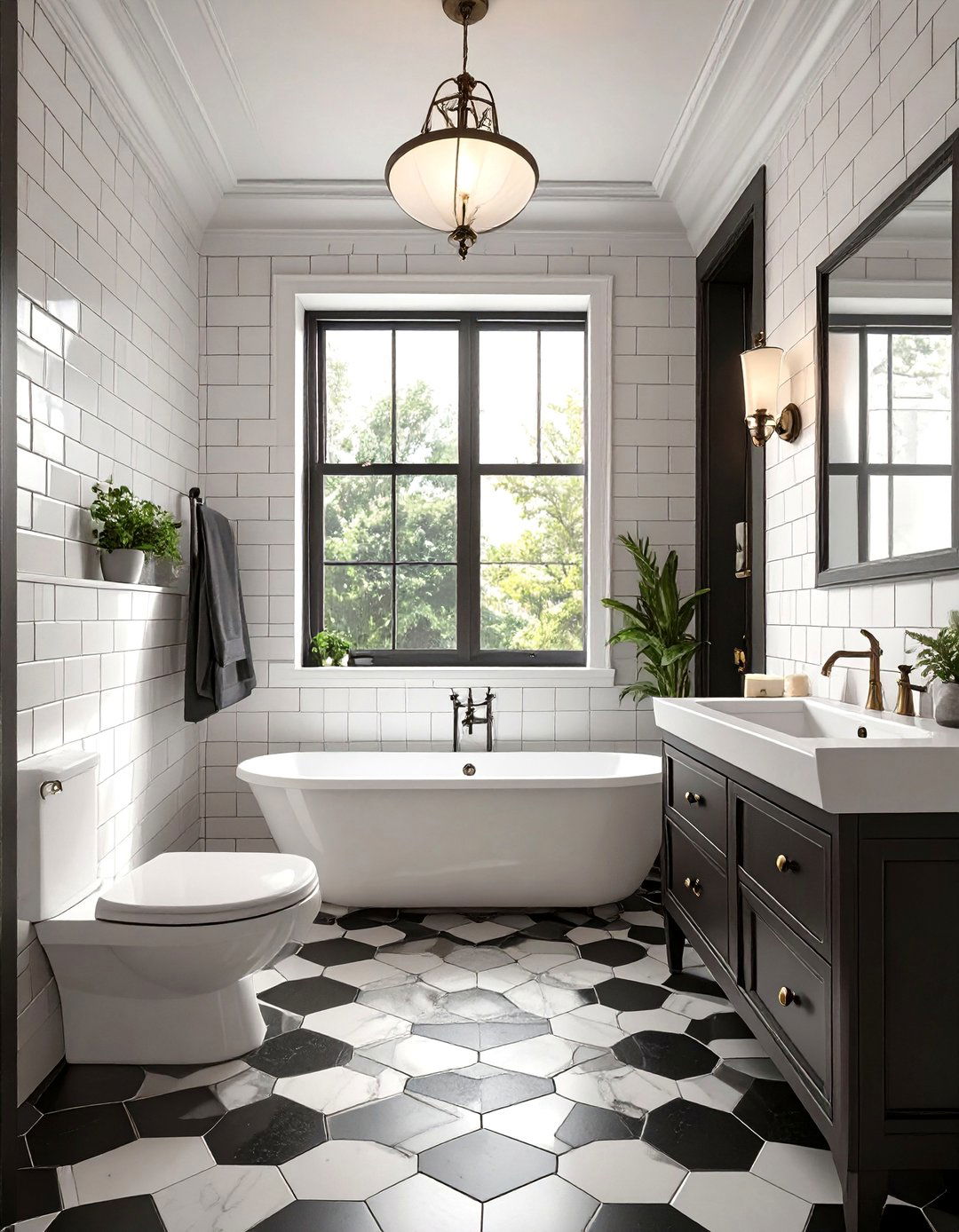 Black and White Classic Apartment Bathroom - 30 apartment bathroom ideas