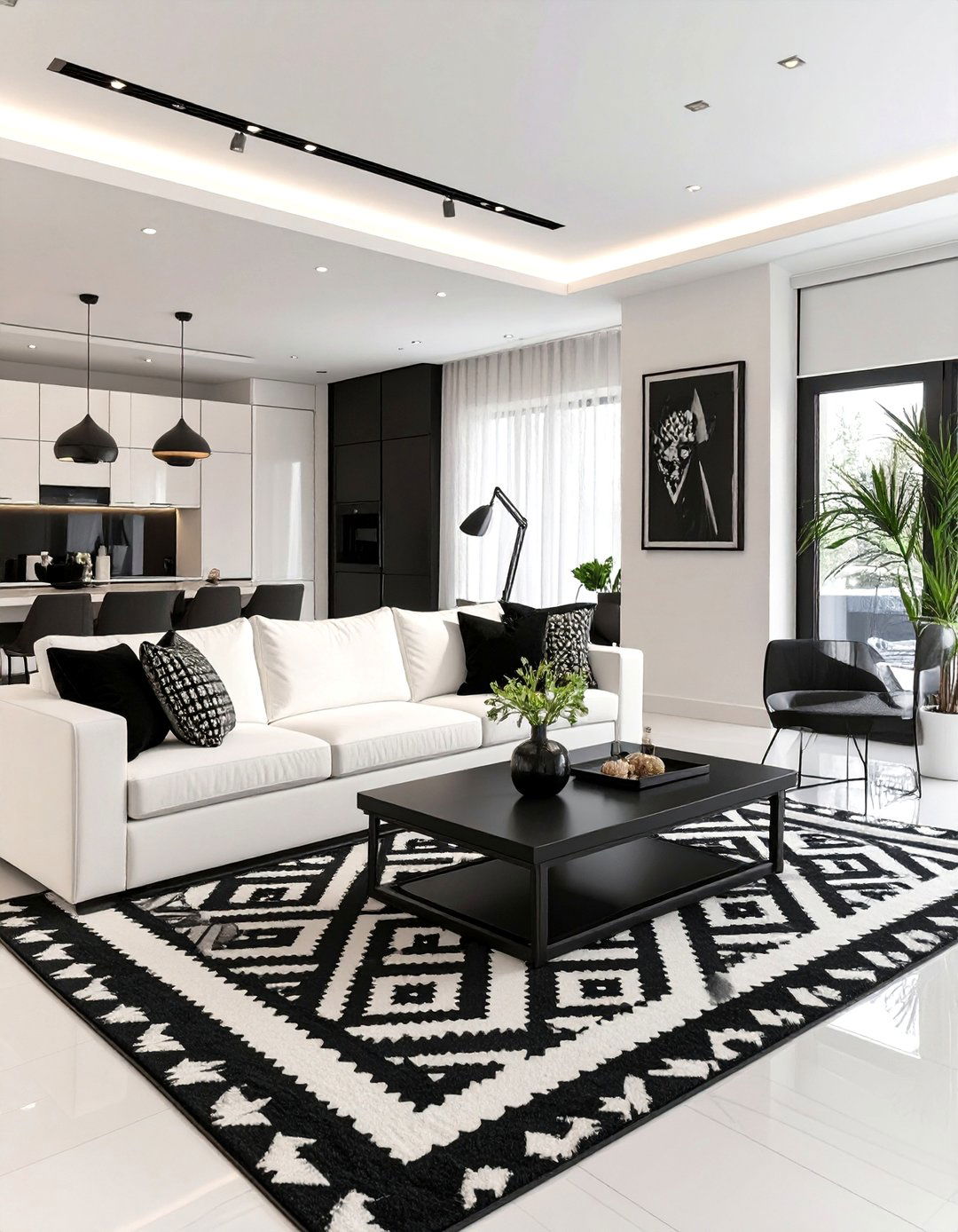 Black and White Family Room
