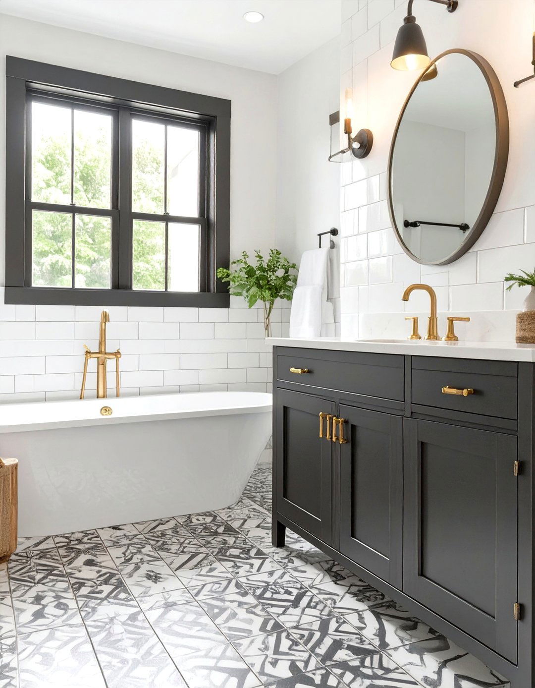Black and White Farmhouse Bathroom - 30 farmhouse bathroom ideas