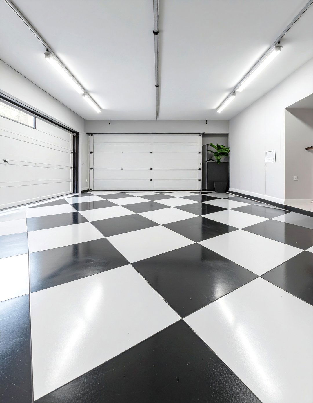 Black and White Harlequin Garage Floor - 30 garage floor paint ideas