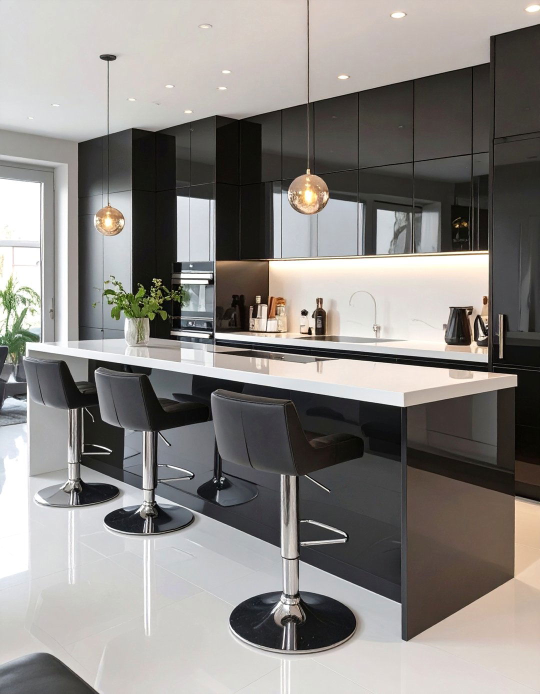 Black and White Home Bar Area - 30 black and white interior design ideas