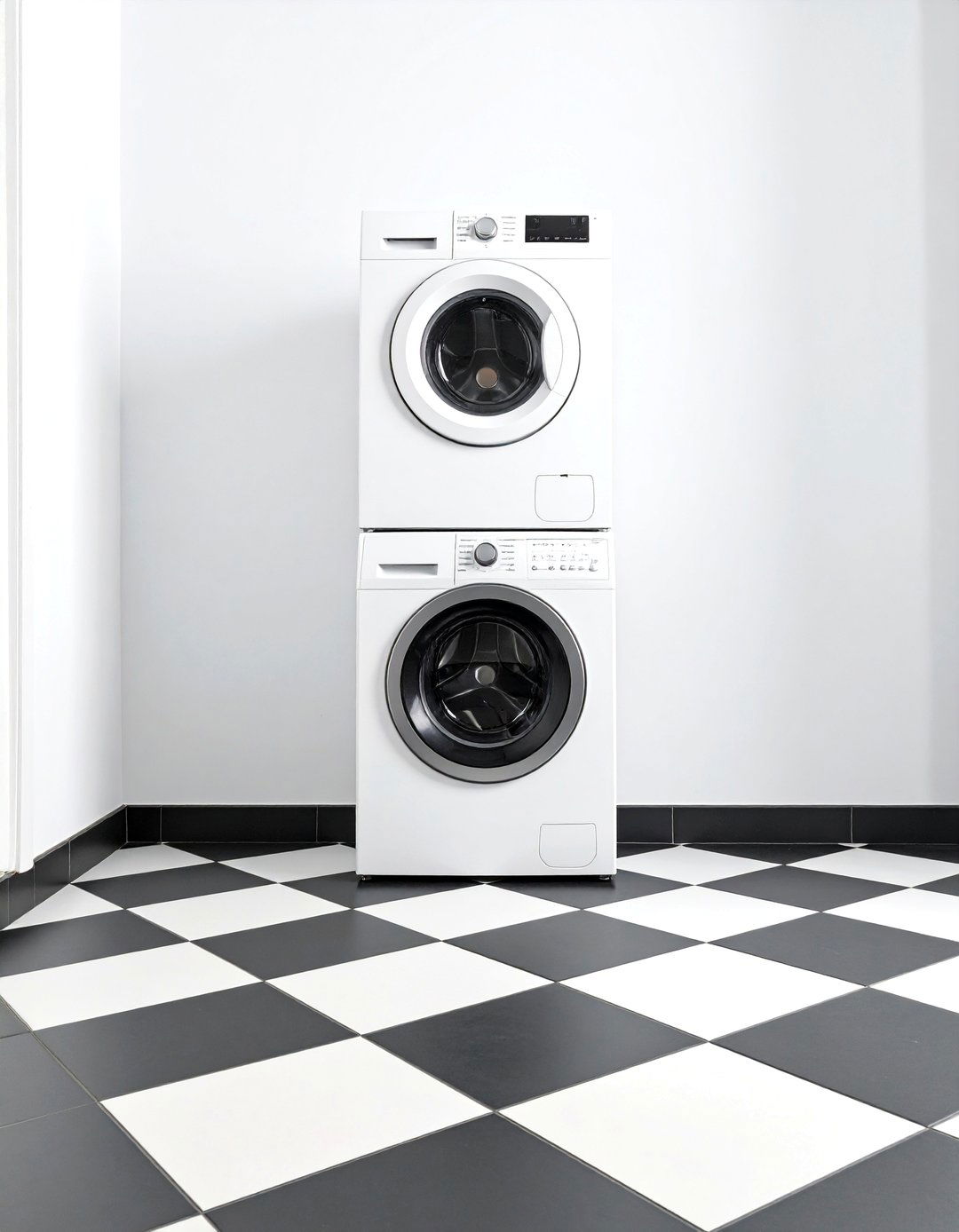Black and White Laundry Room - 30 laundry room stacked washer dryer ideas