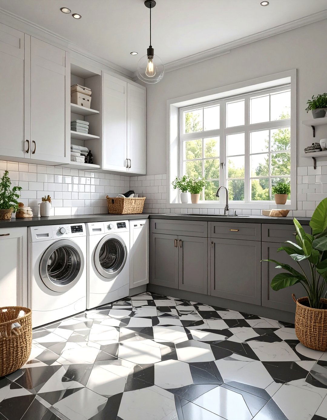 Black and White Laundry Room - 30 black and white interior design ideas