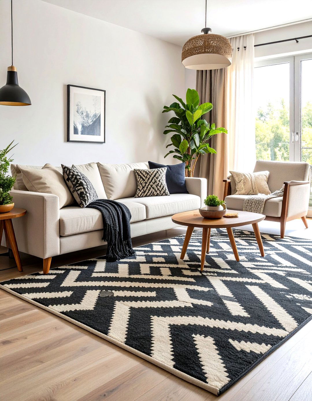 Black and White Living Room Carpet - 30 living room carpet ideas